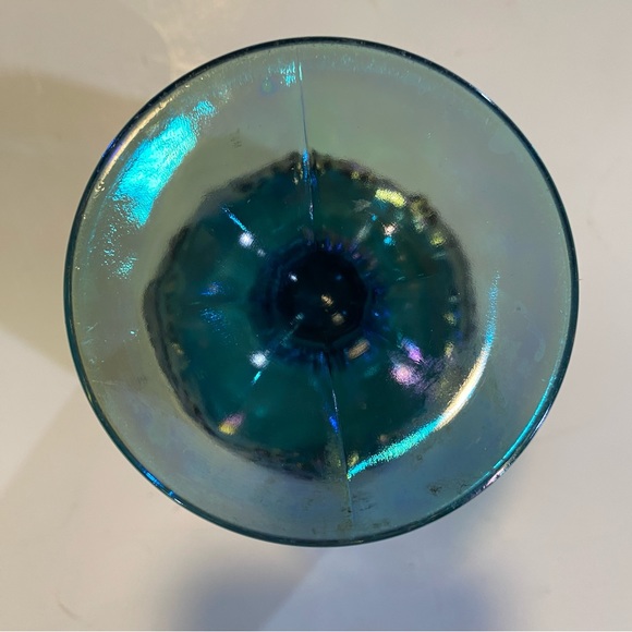 Indiana Blue Carnival Glass small Harvest Grape footed fruit goblet GUC no flaws - Picture 3 of 6